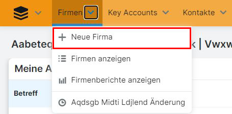 Neue Firma anlegen.